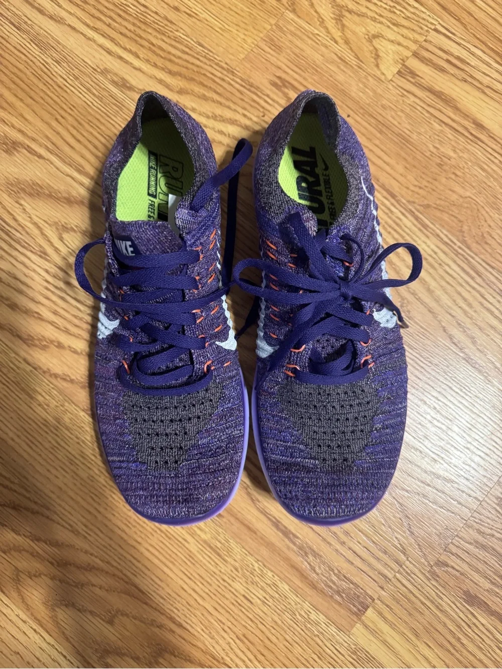 Nike Women’s Purple Knit Athletic Sneakers with Orange Accents